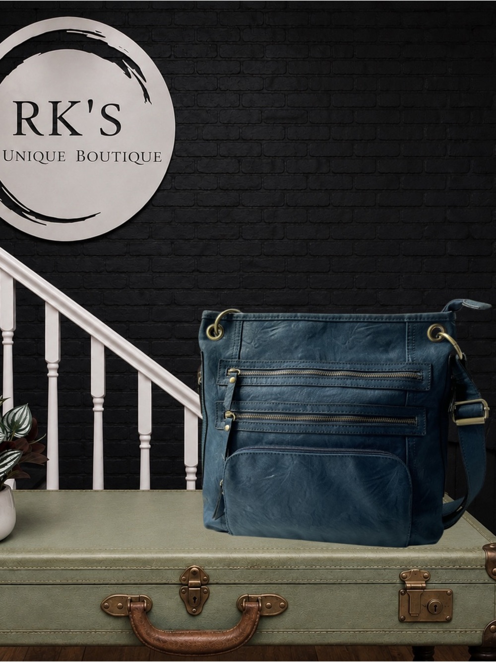 Bueno Teal Shoulder/Crossbody Bag with Gold-Tone Hardware